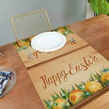 Easter Placemats Set Of 6 Happy Easter Eggs Flowers Placemat Table Place Mats For Dining Kitchen Table Washable - Pattern 1 - View 4