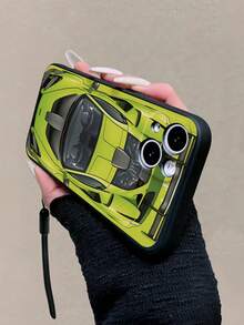 Car Black Perforated Edge Painted + Rubber Wrist Strap Shockproof Phone Case Compatible With Iphone 14, 14 Pro, 14 Pro Max, Cartoon 13, 13 Pro, 13 Pro Max, Cartoon 11, 11 Pro Max, Painted 12, 12 Pro, 12 Pro Max, Shockproof XR, Cartoon 7/8, Suitable Compatible With Iphone 15, 15 Pro, 15 Pro Max, 16, 16 Pro, 16 Pro Max, S21, S23, S23 Ultra, S24, S24 Ultra, S25, S24 Plus, S25 Plus - Multicolor - View 4