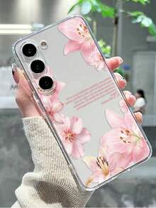 Lily Painted Anti-Drop Transparent Fashionable Minimalist Protective Phone Case Compatible With IPhone 17/17 Pro, 16/15 XR/7/8, 16 Pro Max, 13/14/11/12 Pro Max, Galaxy, Compatible With Redmi 10/9/Note 9/12C/Note 11 Pro/Note 8 Pro/9C/9A - Multicolor - View 3