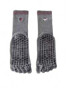 1/2/3/5 Pairs Women Breathable Non-Slip Yoga Socks, Five-Toe Mid-Calf Design With Anti-Slip Grip And Embroidered Dog Pattern, Suitable For Yoga, Pilates, Ballet, Dance And Gymnastics - Multicolor - View 16