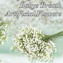 12 PIEZAS/24 PIEZAS Flores artificiales de Gypsophila, flores de Gypsophila falsas a granel, ramos de flores artificiales realistas para bodas, fiestas, decoración del hogar, decoración de habitaciones, decoración de dormitorios, decoración de baños - Blanco - Ver 5