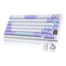 ATTACK SHARK X820Ultra 75% 无线机械游戏键盘，支持热插拔轴体，垫片式安装设计，RGB 背光，蓝牙/2.4G/有线连接，可自定义，配备智能 TFT 显示屏和旋钮，QMK 固件 - 彩色 - 查看 13