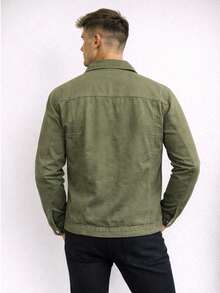 Men's Iron Button Twill Jacket - xanh quân đội - Xem 2