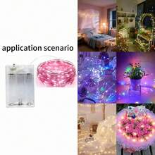 2m 20 LEDs, 3m 30 LEDs, 4m 40 LEDs, 5m 50 LEDs AA Battery Powered Fairy Lights, Suitable For Wedding, Holiday, Bedroom, Party, Ambiance, Bedside, Room, Decorative Lighting - Pink - View 3