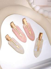 4个美人鱼造型醋酸纤维无缝发夹，侧刘海夹，女士发饰，隐形发夹 - 彩色 - 查看 2