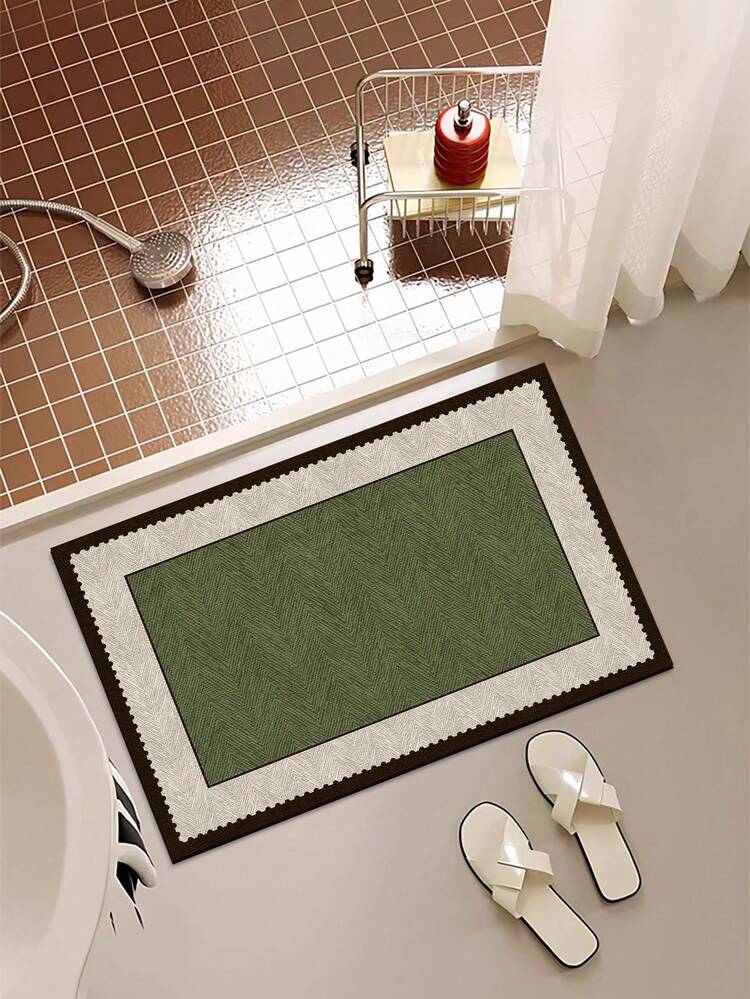 1pc Spring Green Bathroom Mat, Modern Minimalist Design, Rubber Anti-Slip Backing, Absorbent & Stain Resistant, Indoor Decor, Suitable For Bathroom, Kitchen, And Entryway - Green - View 5