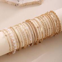 Bộ 12 dây chuyền rắn dẹt thanh lịch cổ điển, dây chuyền hộp, dây chuyền hạt, dây chuyền xoắn, bộ vòng tay đính đá giả, dây chuyền trái tim rỗng sáng tạo, vòng tay dây chuyền sóng, trang sức kim loại Punk đa năng dành cho nữ, hàng ngày, thường ngày, tiệc tùng - Vàng - Xem 8