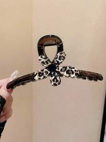 1个豹纹花卉巧克力棕色爪形发夹，新款时尚高端发饰，秋季时尚女士发夹，优雅爪形发夹，冬季发饰，女士蝴蝶结，适合节日装扮 - 多色 - 查看 6