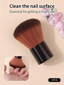 1支软纤维指甲清洁刷，黑色手柄指甲粉尘刷，多功能面部腮红刷，旅行便携刷 - 彩色 - 查看 10