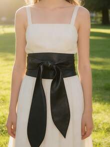 1pc Women's Elegant Versatile Waist Belt, Soft Luxurious Bowknot Waist Cincher, Dress Waist Strap - A - View 7