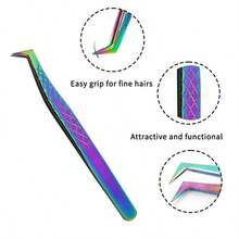 2pcs Stainless Steel Eyelash Tweezers, Multi-Functional Eyelash Tools - Multicolor - View 3