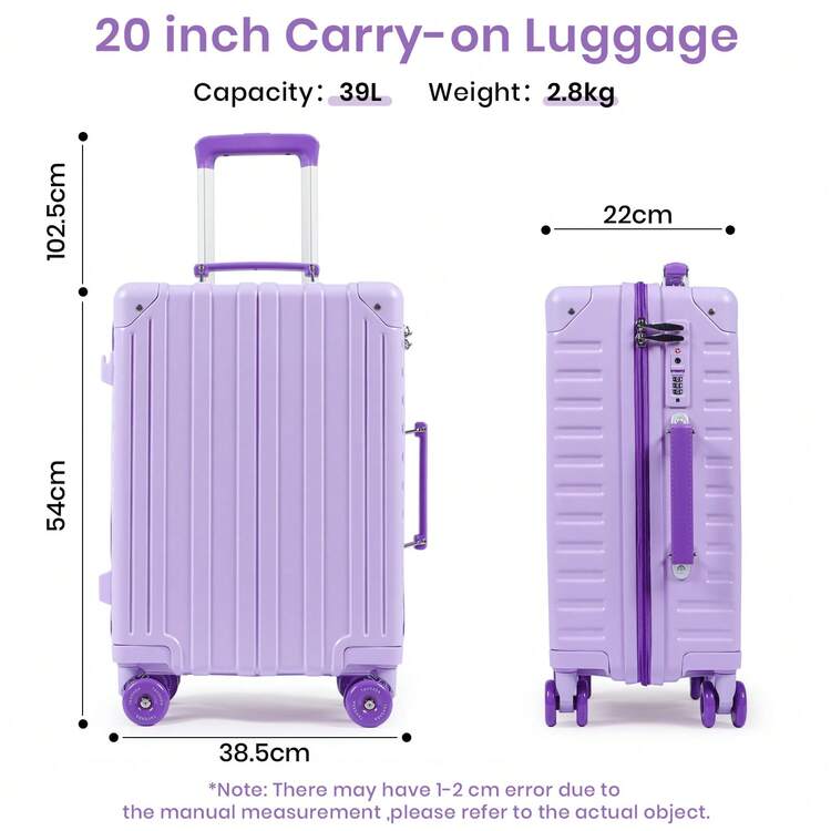 20 Inch Carry On Suitcase, Lightweight PC Hard Shell Travel Luggage Cabin Suitcase With Wheels & TSA Lock Overhead - 20 inch - View 2