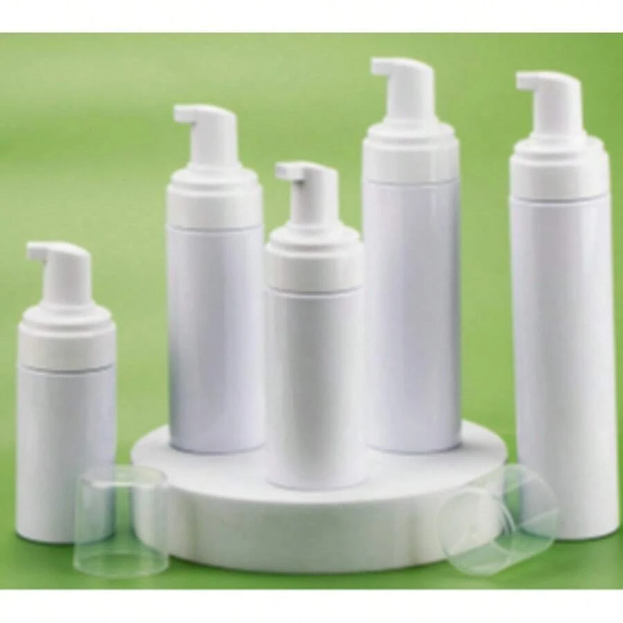 1pc Mousse Foam Bottle With Brush, White Cleansing Foam Bottle, Silicone Brush, Refillable Foam Bottle, Mousse Pump Bottle Container (100ml/150ml/200ml) - White - View 1