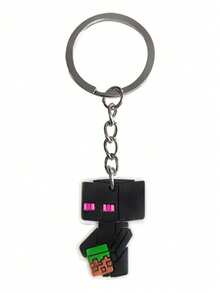 1/5/10个装像素大战像素网格主题生日派对礼物软PVC钥匙扣，包含史蒂夫、艾利克斯、苦力怕角色钥匙扣，可作背包装饰、汽车挂饰、背包吊坠，适合生日、节日、万圣节、圣诞节、周年纪念日礼物 - 彩色 - 查看 8