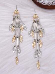 一对奢华树叶流苏耳环，设计独特，时尚百搭 - 多色葉子耳環 - 查看 2