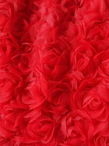 2pcs/Set Girls' Elegant Pearl Button Halter Top And 3D Rose Skirt Set, Spring/Summer - Red - View 10