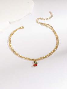 1 Piece Of Women's And Girls' Double-Layered Bamboo Chain Exquisite Small Cherry Round Droplet-Shaped Ankle Chain For Daily Wear And New Year Gift - Multicolor - View 15
