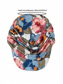 1pc Elegant Retro Printed Newsboy Cap Style Muslim Women Headscarf, Versatile Casual Sun Protection Head Wrap - Color - View 4