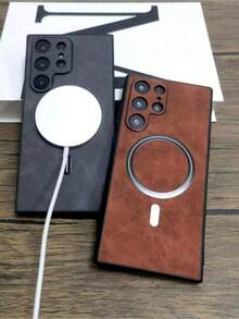 Ốp lưng điện thoại cao cấp bằng da mờ, có nam châm, hỗ trợ sạc không dây, tương thích với Samsung Galaxy S26 Ultra S24 S25 S23 S22 Ultra Plus S25 Edge, chống sốc, khung bảo vệ chắc chắn, quà tặng kỷ niệm, sinh nhật mùa xuân. - Màu xám đen - Xem 9