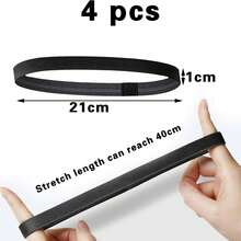 4条装男女通用弹力发带，防滑发带，迷你弹力吸汗带，适合瑜伽、化妆，男女青少年通用（黑色） - 彩色 - 查看 3