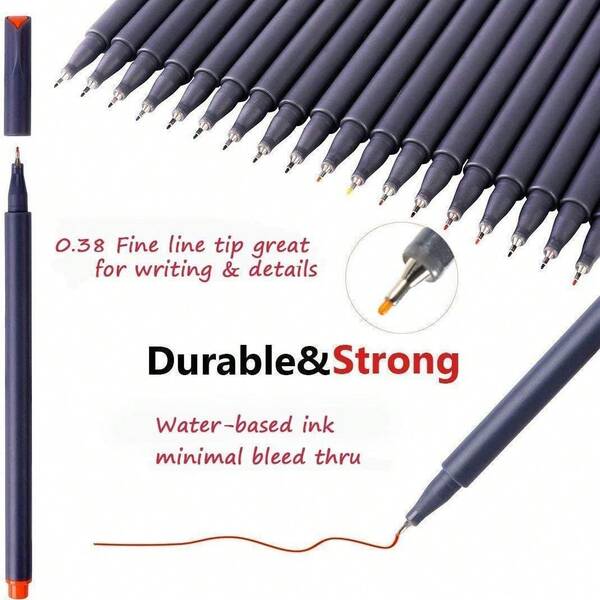 Random 1 Pc/3pcs/6pcs/9pcs/36pcs Fine Point Permanent Ink Markers Fineliner For Note Taking Calendar Drawing Art Office School Supplies For Writing Paper