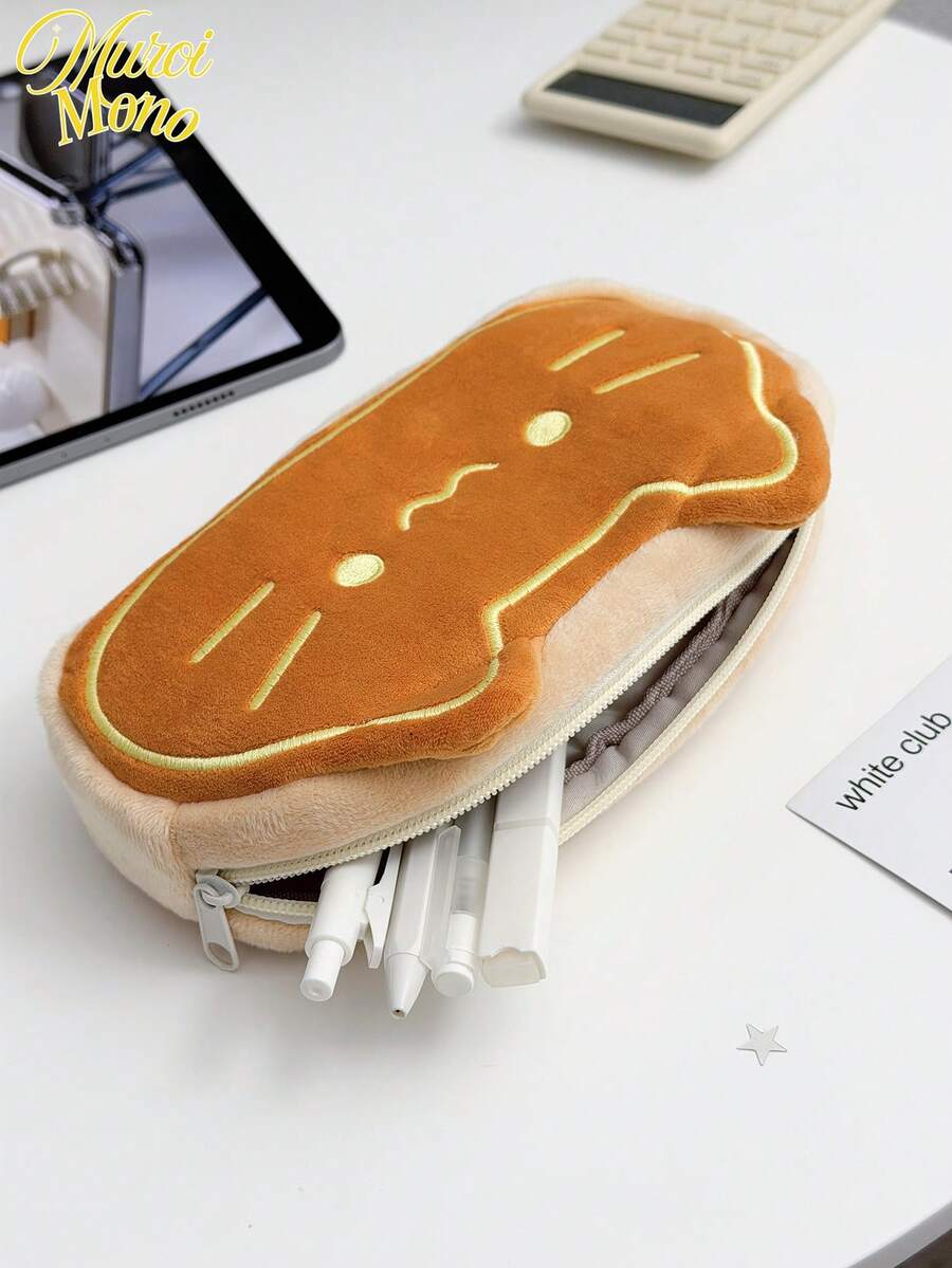 1个可爱猫咪造型大容量文具收纳袋，旅行化妆包，便携式大容量女士化妆包收纳袋，超大容量收纳袋，学生派对铅笔盒 - 彩色 - 查看 1