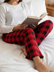 Pajamas Pants For Men 2025 Lounge Cute Plaid Pants Soft Comfy Wide Leg Trousers Sleep Bell Bottom - 黑與白 - 查看 3