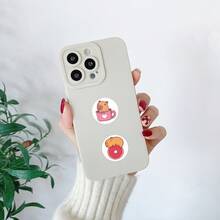 500pcs Cartoon Sticker Roll, Semi-Aquatic Herbivore Animal Stickers, Cute Cartoon Aesthetic Doodle 1 Inch Sticker Roll With 10 Pattern Labels, Suitable For Water Bottles, Laptops, Phones, Skateboards, Guitars, Luggage, Scrapbooks, Helmets, Party Decorations, Gift - Apricot - View 3