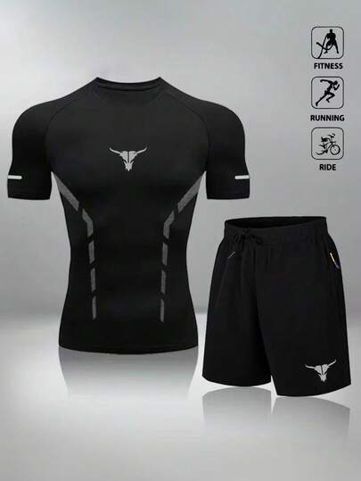 Conjunto de pantalones cortos y camisa de manga corta casual para hombre, diseño minimalista para deportes al aire libre, verano