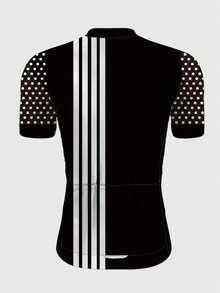 Striped & Polka Dot Print Cycling Jersey, Suitable For Running, Training And Biking - Multicolor - View 2