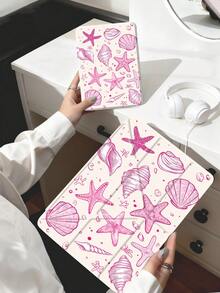 粉色海洋元素平板电脑保护套，兼容 Air 11 英寸 M3 2025 / M2 2024、Air 第五代 2022、(A16) 11 英寸第十一代 2025，兼容三星 Galaxy Tab、Kindle Paperwhite 第十二代 2024，透明背壳，时尚图案保护套，具备自动休眠和唤醒功能，气囊保护，适合作为礼物和办公用品。 - 彩色 - 查看 8