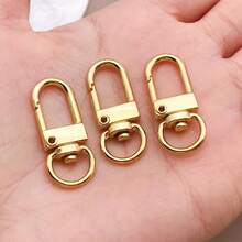 4个18K镀金金属龙虾爪扣旋转弹簧扣钥匙链夹钩，适用于钥匙、挂绳、珠宝配件 - 彩色 - 查看 5