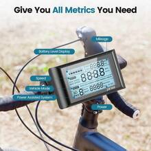 EBike Display, Bike LCD Display Meter E Bike Screen Control Panel Bicycle Speedometer With 5 Pin, Waterproof Plug, Fits Various Communication Protocols - Black - View 3