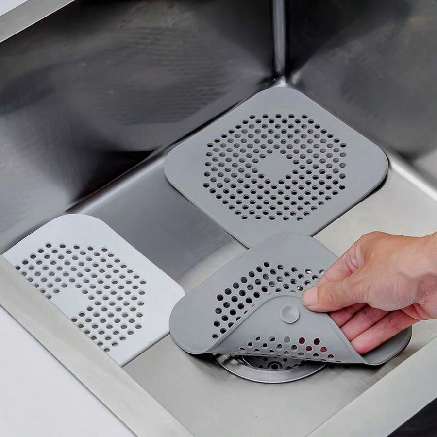 硅胶排水盖，厨房水槽防堵塞过滤贴纸，浴室排水口毛发收集器，过滤网 - 家居必备，厨房用品，厨房配件，厨房工具 - 彩色 - 查看 1