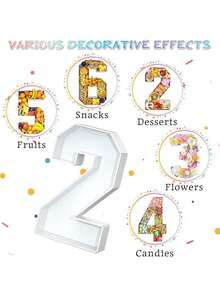 1pc 0-9 Numeric Shaped Tray, Numeric Dessert Tray, DIY Food Tray, 0-9 Fruit Cookie Candy Filling Box, Cupcake Display Stand, Suitable For Wedding Anniversary, Birthday, Graduation, Birthday Party, Family Gathering, Bridal Shower, Handmade - Multicolor - View 4