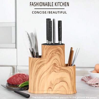 塑料刀架，随机插入式设计，家用厨房刀具收纳架 - 三管厨房用具架