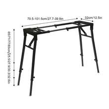 gladney Soporte plegable para teclado de alta resistencia con capacidad de carga de 150 kg, altura de 65-82 cm, ancho de 71.5-107.5 cm, pies antideslizantes, acolchado de EVA, perillas de extracción rápida, transporte compacto - Negro - Ver 3