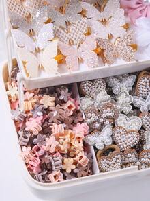 438 szt./zestaw wielokolorowych spinek do włosów z sztucznymi perłami i kwiatami dla dziewczynek, urocze spinki do włosów w stylu księżniczki, spinki do włosów z aligatora, elastyczne gumki do włosów, nieuszkadzające, odpowiednie do codziennego użytku i do szkoły - Wielokolorowe - Zobacz 3