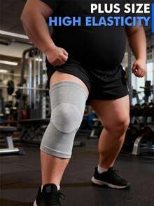 1 Pair - Extra Large High Elastic Knitted Compression Knee Sleeve, Breathable & Comfortable, Plus Size Knee Brace, Unisex, Grey/Black/Yellow, Suitable For Weight Up To 310 Lbs/140 Kg - Multicolor - View 10