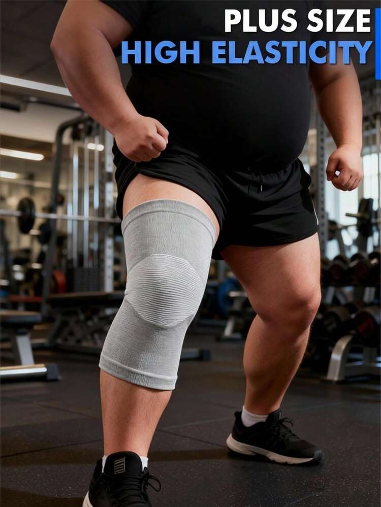 1 par - Extra stor elastisk stickad kompressionsknähylsa, andningsbar och bekväm, knästöd i plusstorlek, unisex, grå/svart/gul, lämplig för vikt upp till 140 kg - Multifärgad - Visa 9