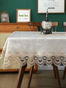 HXARTMIS 1 PC Beige Rectangular Tablecloth, Made With Embroidered Lace And Jacquard Craft, Which Can Effectively Protect The Tabletop. Tablecloth, Tablecloth, Birthday, White Tablecloth, Baptism, Pink Tablecloth, Stain-Resistant Tablecloth, Furniture Doilies, Living Room Rug, Plastic Kitchen Tablecloth, Round Tablecloth, Square Tablecloth - Beige - View 6