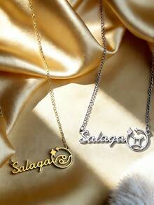 12 Zodiac Sign Custom Name Necklace For Women 18K Gold Plated Stainless Steel Necklaces Zodiac-Style Name Charm Customized Jewelry Daily Wear - Multicolor - View 6