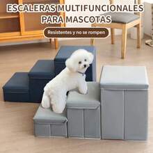 zxxNOVAKA Escalera para Mascotas 3 Nive con Cama Intea Tela Impermeable Antimancas Pble Escalera para Gatos y Perros Pequeños para Sofa Cama Grisperro trepa escalera - Gris - Ver 2