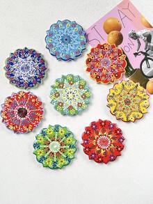 1件复古可爱土耳其风格花卉对称几何图案浮雕陶瓷材质，适用于家居装饰、冰箱贴、白板贴、旅行纪念品以及节日/生日礼物。 - 花朵冰箱貼 - 查看 2