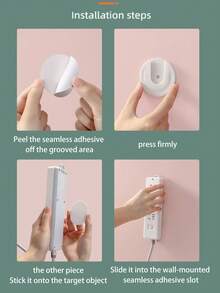 1/5/10pcs Wall Mounted Plug Hook Holder - Self-Adhesive Plug-In Socket Bracket, No Drilling Required, Removable & Reusable, Space-Saving Switch Panel Organizer, Suitable For Kitchen And Bathroom, White Plastic Outlet Cover Fits Most Power Sockets - White - View 4