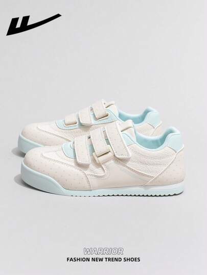  1双 WARRIOR 女士厚底系带软底休闲鞋，低帮户外平底鞋，圆头低跟防滑纯色优雅软底徒步鞋，适合学生、毕业照、平底鞋、低帮皮质运动滑板鞋