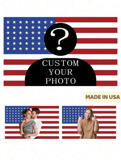 1 Stück personalisierte amerikanische Flagge Wandteppich - Fügen Sie ein personalisiertes Bild und Text hinzu, geeignet für Geburtstag, Hochzeit, Feiertage, Jahrestag, Valentinstag, Ostern, Party Dekoration Zuhause, Garten, Schlafzimmer, Wohnzimmer, Innenraum Wanddekoration Flagge