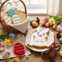 2pcs Easter Cookie Cutters, Rabbit And Egg Shaped Baking Molds, Baking Tools For Easter Holiday Baking - Multicolor - View 6