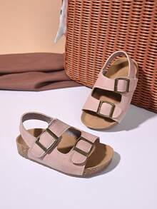 女童蕾丝花卉绒面革凉鞋 – 可调节踝带，闭趾设计，柔软鞋垫，优雅夏季幼儿派对鞋履 - 粉色 - 查看 6