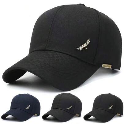 1pc Men's Feather Patch Baseball Cap, Street Fashion Hat, Outdoor Sun Protection Casual Cap For Spring Autumn Travel Beach Holiday